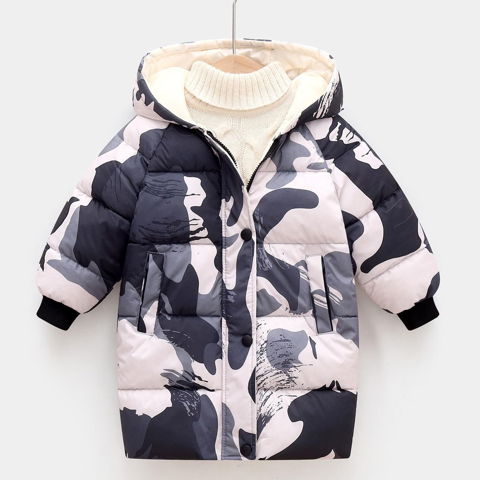 Зимняя куртка Ybing Камуфляж для девочки, повседневная пуховая куртка, теплая зимняя куртка, стеганая куртка на молнии, удобное пуховое пальто, куртка с капюшоном, куртка для активного отдыха, фото №3