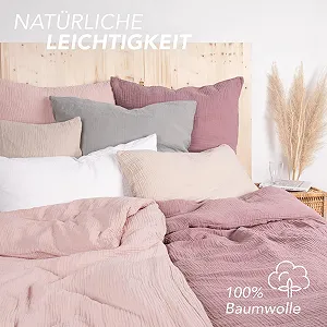 Постільна білизна Pure Label Muslin 135 x 200 см з наволочкою 80 x 80 см 100% бавовна Муслін Рожева synthetic.ua - Фото 1