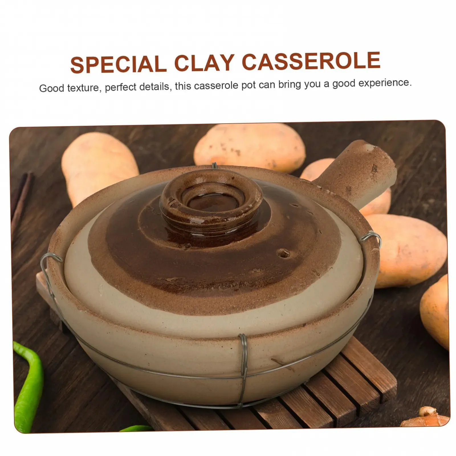 Горшок китайский глиняный термостойкий с толстой ручкой, фото №8