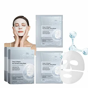 Маска Колагенова 8 штук, Колагенова маска для обличчя проти зморшок із зволожувачем - Фото 1