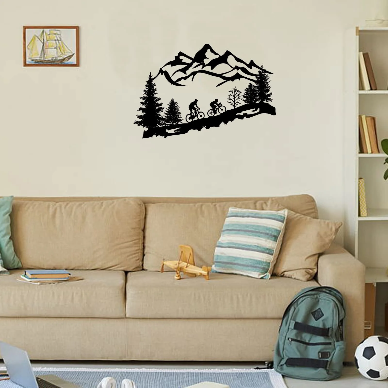 Наклейки на стіну SUPERDANT Гірський велосипед Тварини та ліс 2 аркуші 35 x 59 см Чорні, фото №3