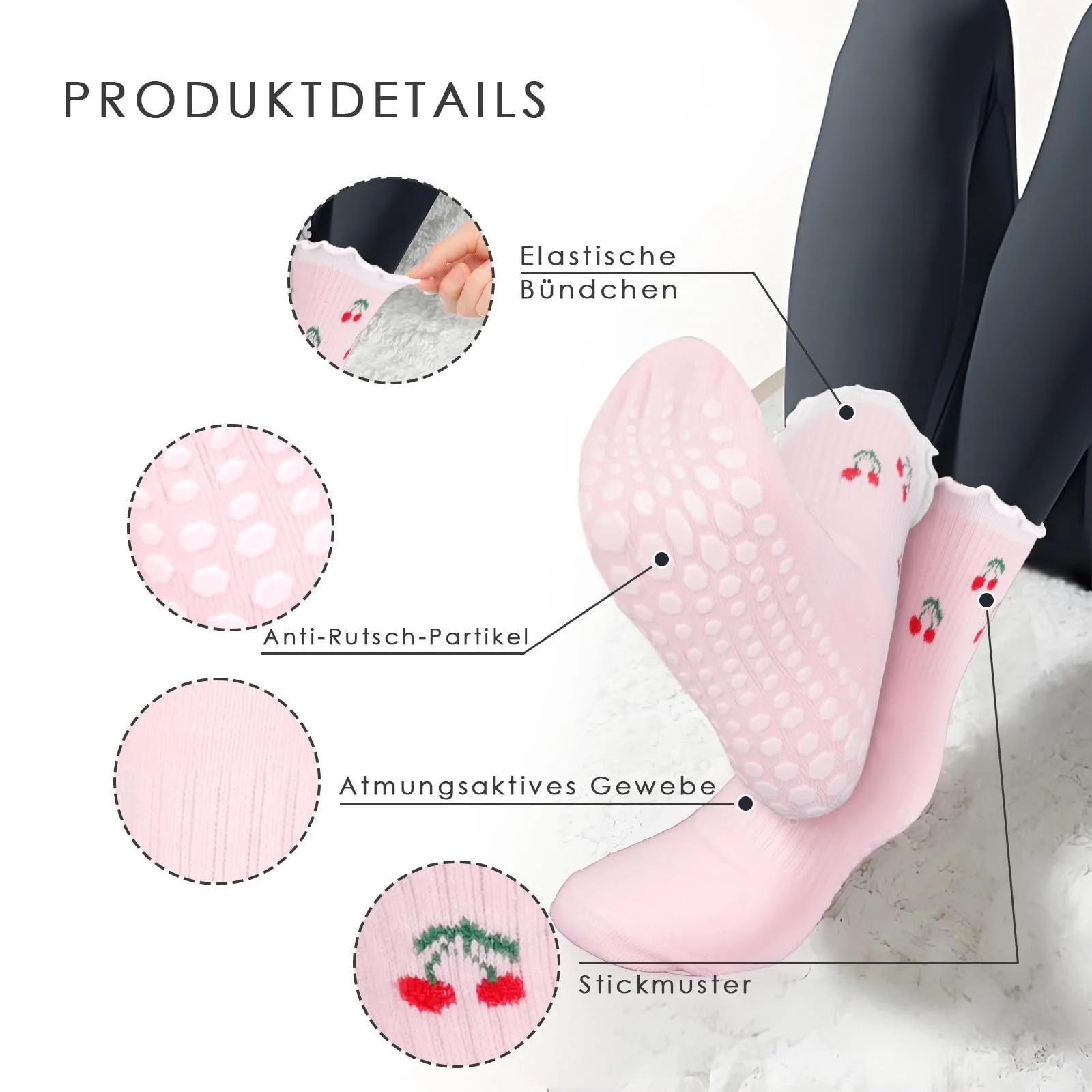 Носки для пилатеса Kaempe, 3 пары, фото №2