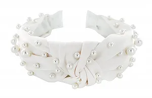 Обруч Axy з перлами та вузлом, покритий атласом - Фото 1