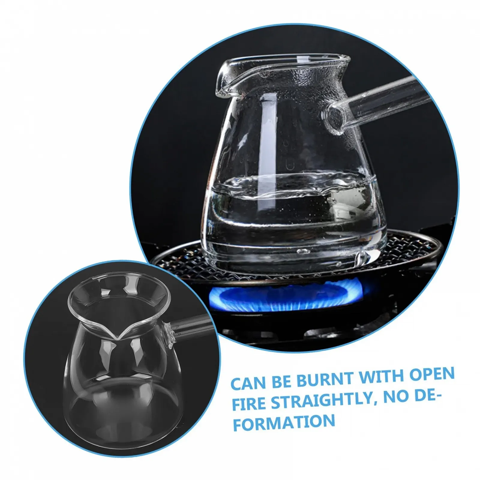 Турка скляна High Borosilicate 450 мл з V-подібним носиком, термостійка, прозора, фото №6