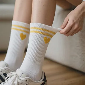 Шкарпетки тенісні з сердечками жіночі, 8 пар, розмір 35-38 synthetic.ua - Фото 1