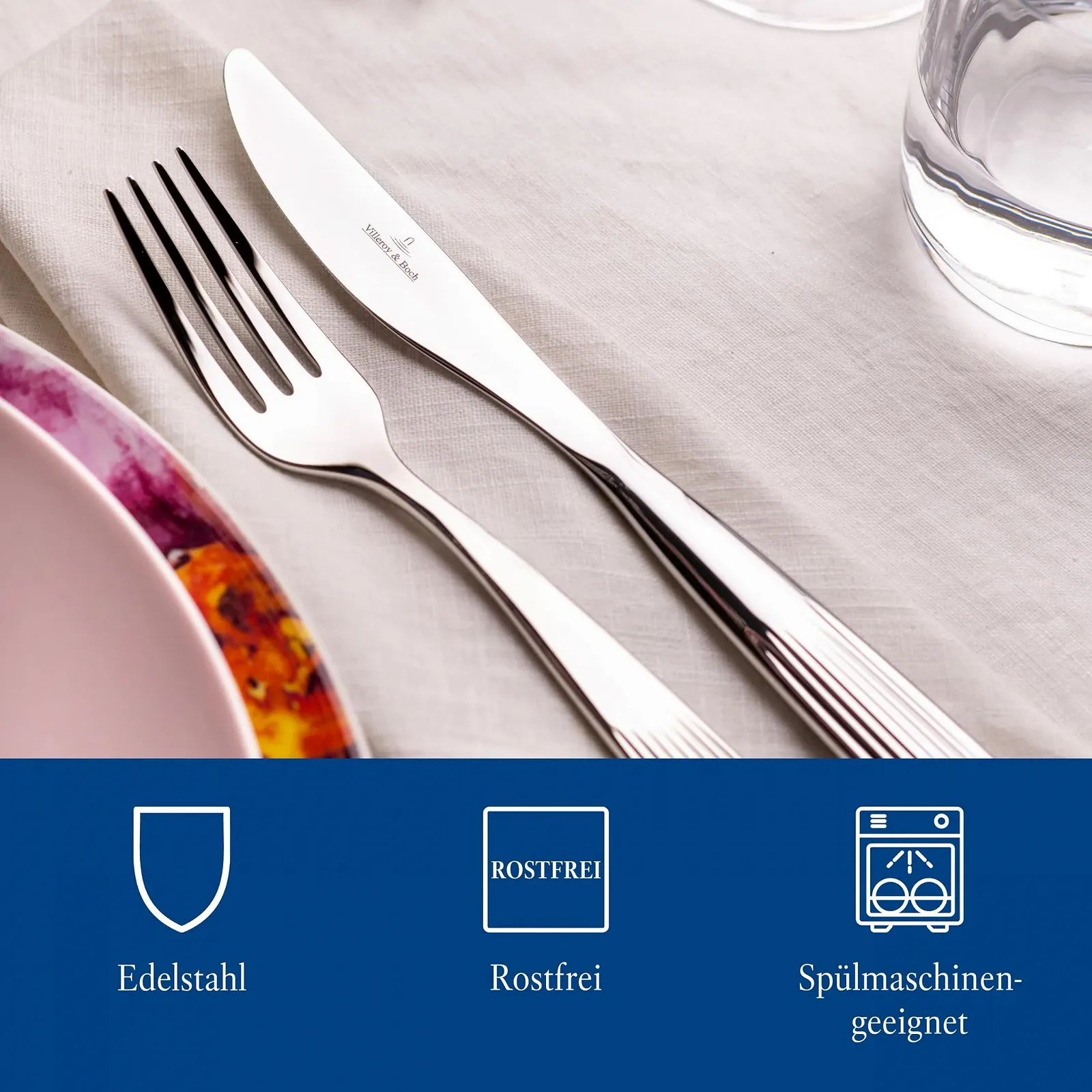 Набір столових приборів Villeroy & Boch Rose Garden, 24 предмети, сріблястий/платина, фото №3