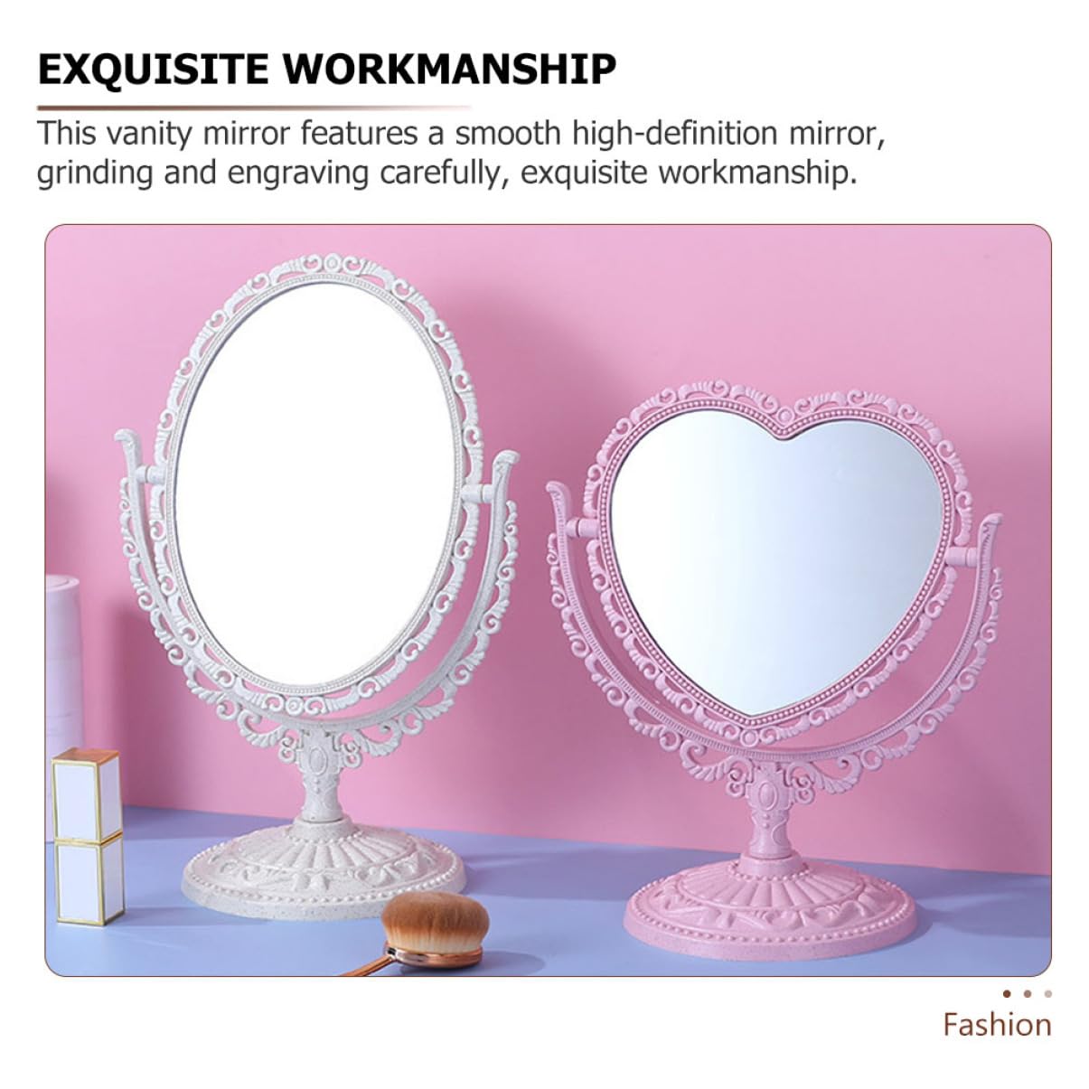 Дзеркало Angoily Настільне Двостороннє Косметичне 4 штуки Скло Бежевий, фото №6