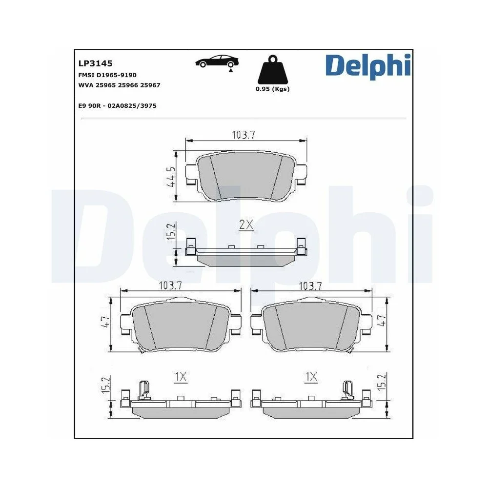 Комплект гальмівних колодок, дискове гальмо DELPHI LP3145, фото №1