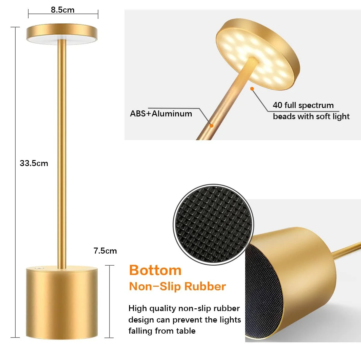 Бездротова настільна лампа Hapfish LED 8000 мАг алюмінієва, фото №4