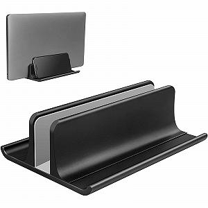 Підставка для ноутбука VAYDEER Вертикальна алюмінієва регульована 3-в-1 для економії місця, сумісна з MacBook Air, MacBook Pro, iPad, планшетами, ноутбуками до 17,3 дюймів, чорна - Фото 1