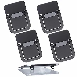 Подставка для ноутбука Мини (4 шт.) Складная невидимая подставка для ноутбука Портативное рассеивание тепла Подставка для клавиатуры Настольная регулируемая подставка для ноутбука Нескользящий силикон Черный - Фото 1