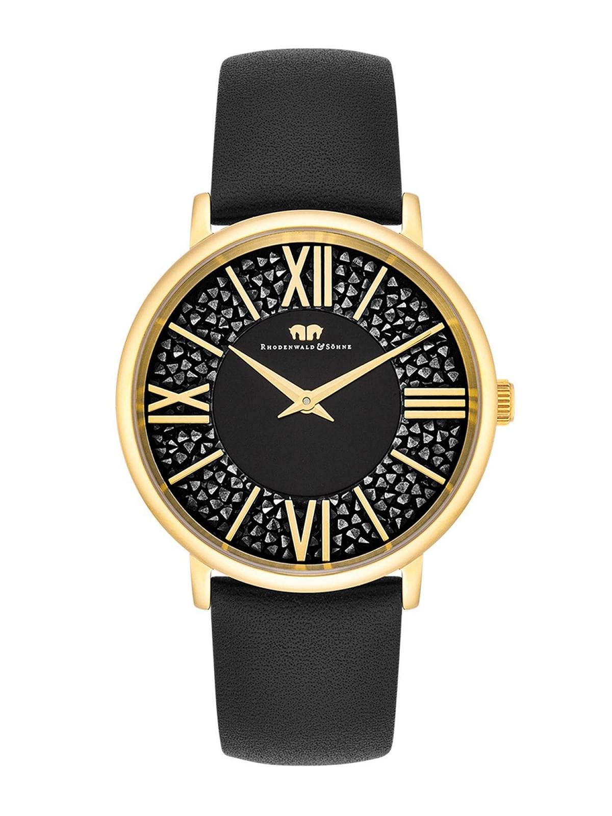 Жіночий годинник Rhodenwald & Söhne Аналоговий Japan Quartz Ремінець зі справжньої шкіри Чорний, Золотий, Без візерунка, фото №1 Жіночий годинник Rhodenwald & Söhne Аналоговий Japan Quartz Ремінець зі справжньої шкіри Чорний, Золотий, Без візерунка, фото №1