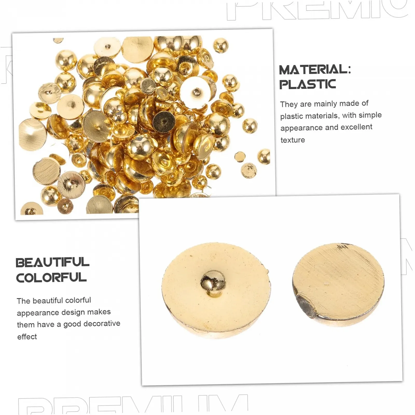 Напівкруглі перлини FRCOLOR 2-8 мм 1000 шт. Золотисті, фото №7 Напівкруглі перлини FRCOLOR 2-8 мм 1000 шт. Золотисті, фото №7