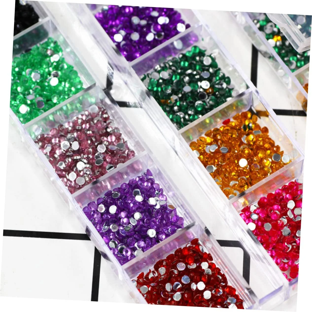 Стрази для нігтів Ipetboom 2000 штук 12 кольорів Блискучі різнокольорові наклейки, фото №4