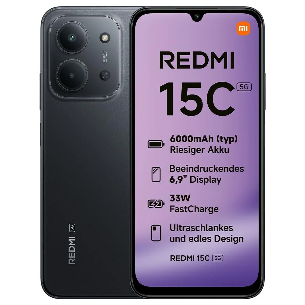 Смартфон Xiaomi Redmi 15C 5G 4/256GB 6.9" 120Hz MediaTek Dimensity 6300 50MP 6000mAh Midnight Black, фото №1 Смартфон Xiaomi Redmi 15C 5G 4/256GB 6.9" 120Hz MediaTek Dimensity 6300 50MP 6000mAh Midnight Black, фото №1