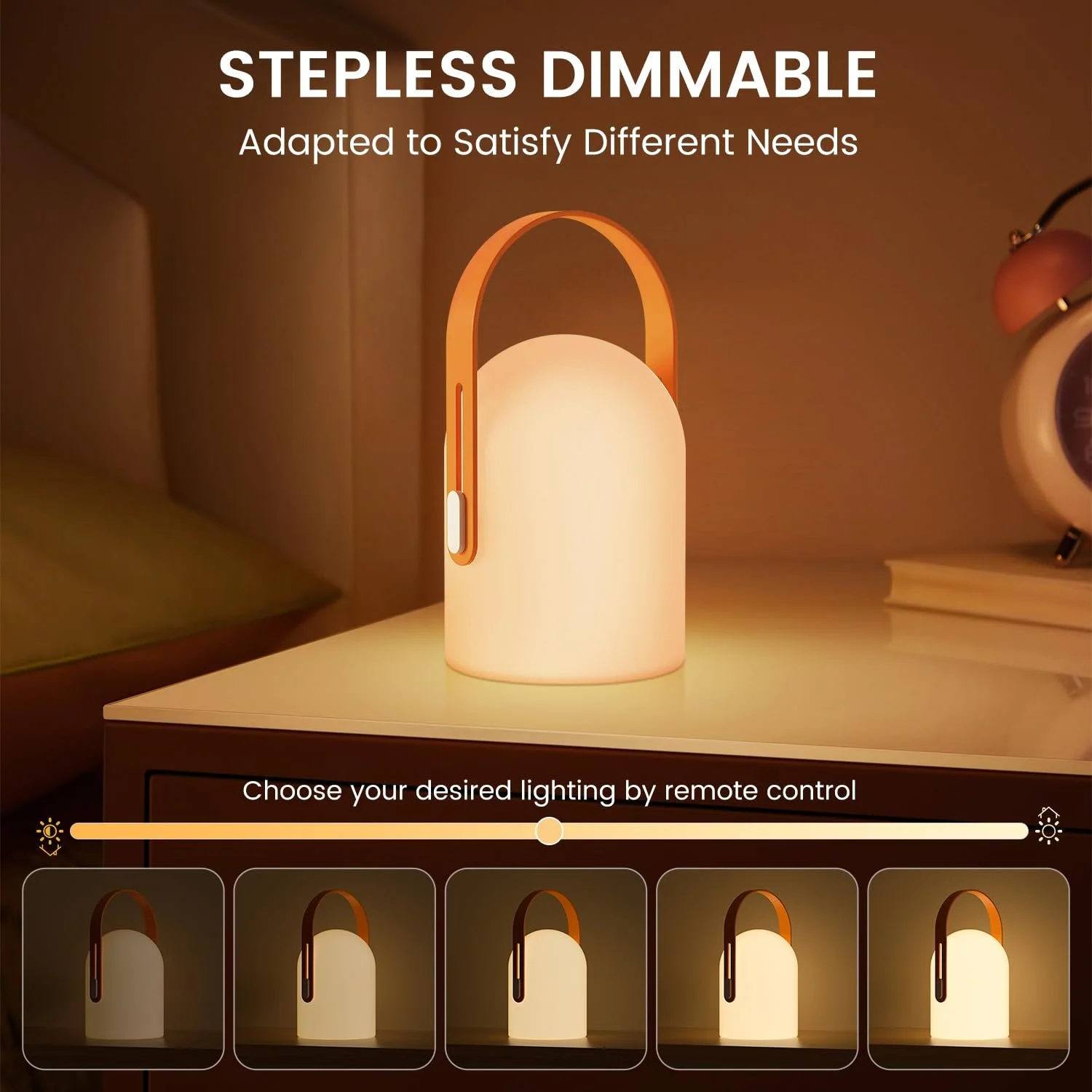 Світлодіодна настільна лампа gabless Бездротова з пультом ДК 16 кольорів IP44 1800 мАг Помаранчева, фото №2