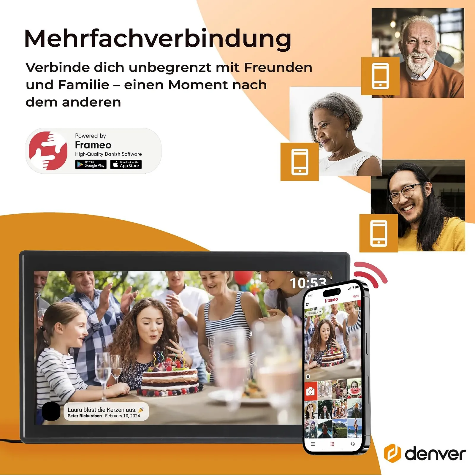Цифровая фоторамка Denver PFF-1515B 15.6 Inch Full HD IPS Touch Screen Wi-Fi 16GB Black, фото №5
