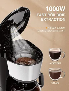 Фильтр-кофеварка Aigostar 1000 Вт 1.25 л Черный synthetic.ua - Фото 1