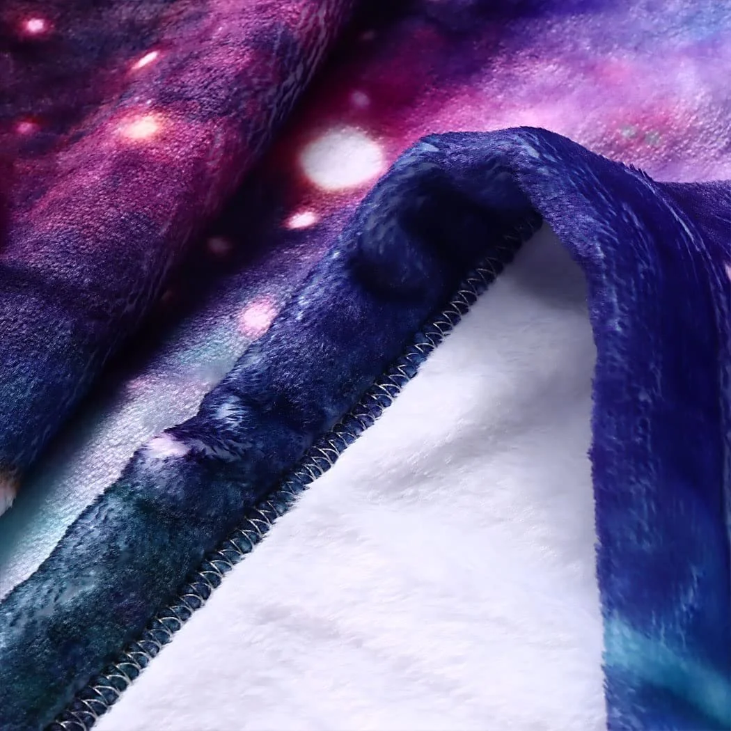 Покривало Violetpos Фланель М'яка Тепла Зручна Флісова Для дивану Сова Місяць Фіолетова Галактика Всесвіт Тварина 150 x 200 см, фото №8