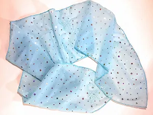 Повязка на голову с блестками Голубовато-бирюзовая, примерно 110 см - Фото 1