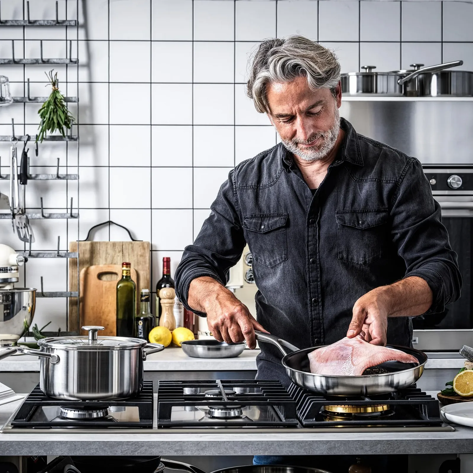 Кастрюля KitchenAid MultiPly 3PLY Нержавеющая сталь без PFAS Стеклянная крышка 24 см/4.9 л Индукция Silver, фото №9