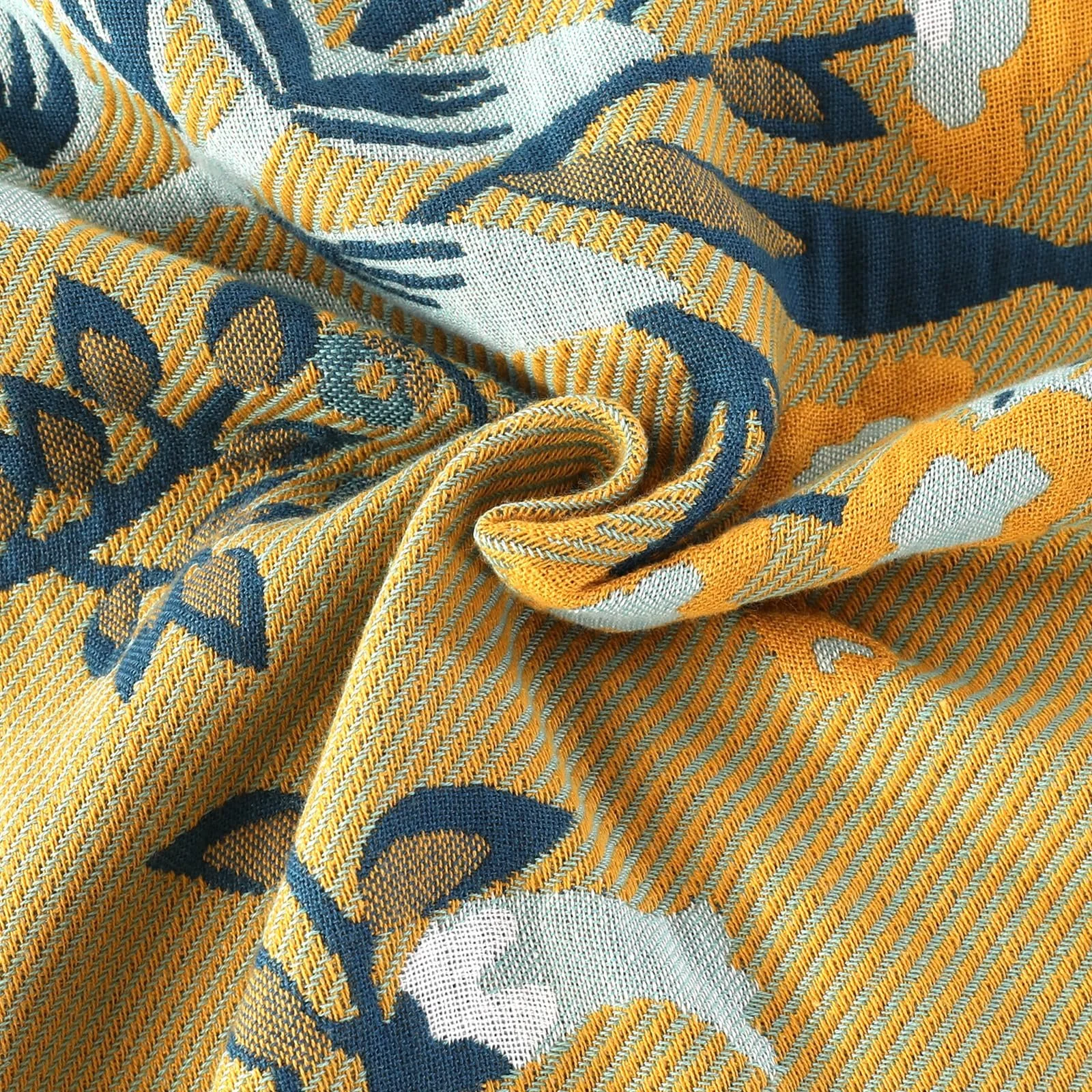 Покрывало двустороннее DECMAY Большое Богемное покрывало для дивана с кисточками 100% хлопок Оливково-зеленый 150x200см, фото №6