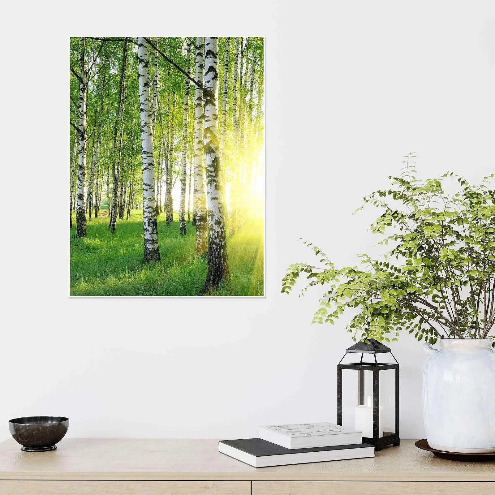 Постер Береза в летнем лесу 60 x 80 см Зеленый, фото №4
