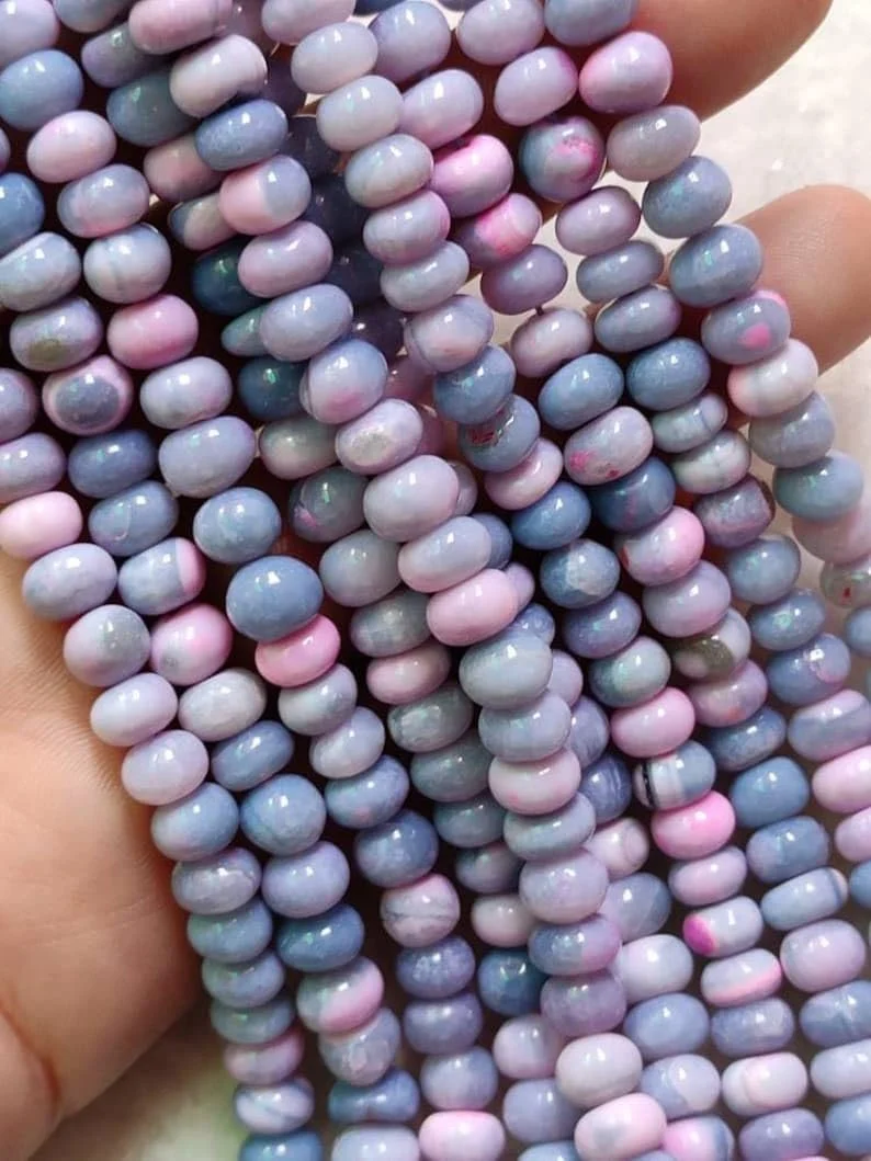 Бусины Лавандер Опал круглые гладкие 7-8 мм, нить длиной 40 см, бусины из драгоценных камней для ожерелья, браслета, фото №2