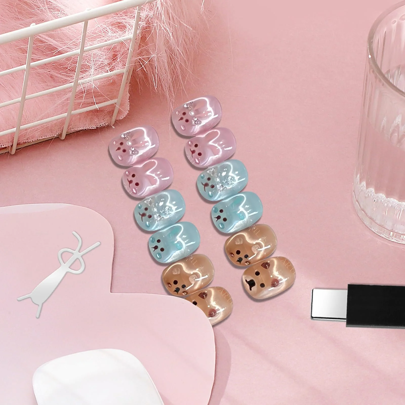 Nail Art Magnet Square Black Rabbit Shape Heart Shape, фото №4