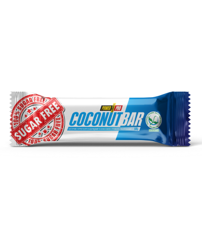Батончик Power Pro Coconut Bar Sugar Free 50 гр, 20 шт/уп - кокос (без сахара), фото №2