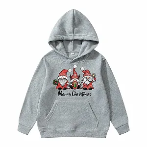 Рождественская Толстовка для Мальчиков Oversize с капюшоном, Рождественский Свитер для Детей с принтом Санты, Зимняя Рождественская Толстовка - Фото 1