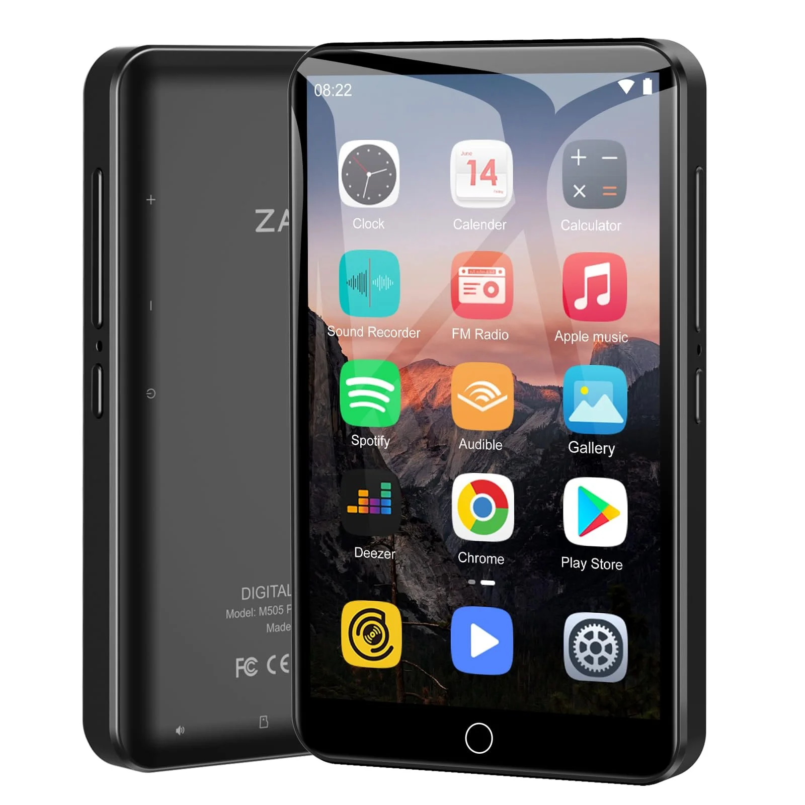 MP3-плеер ZAQE 80 ГБ WiFi и Bluetooth, 4-дюймовый сенсорный экран, Черный, фото №1