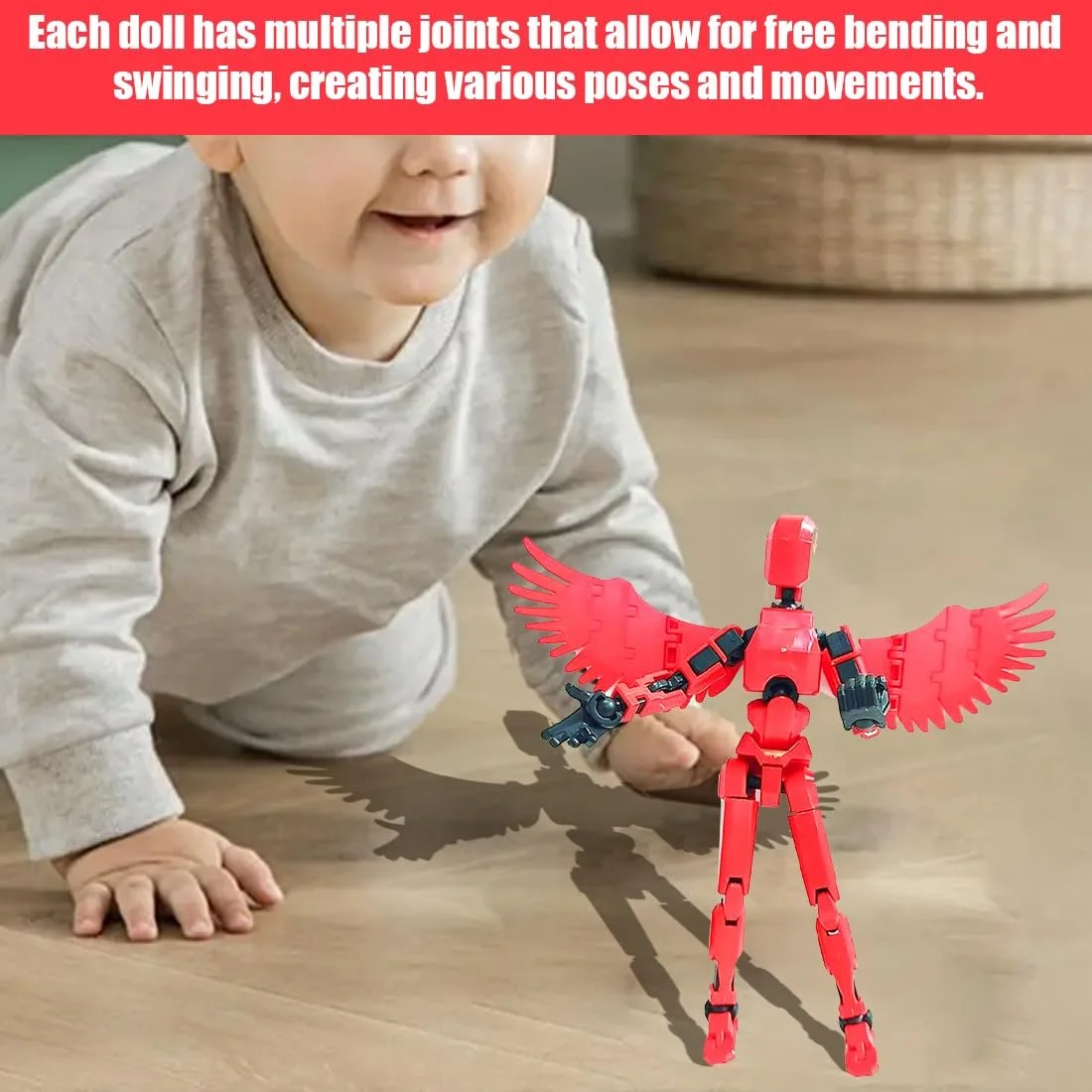 Игровая фигурка JAWUZ Hiros 13 Titan 13 подвижная с крыльями красная, фото №4