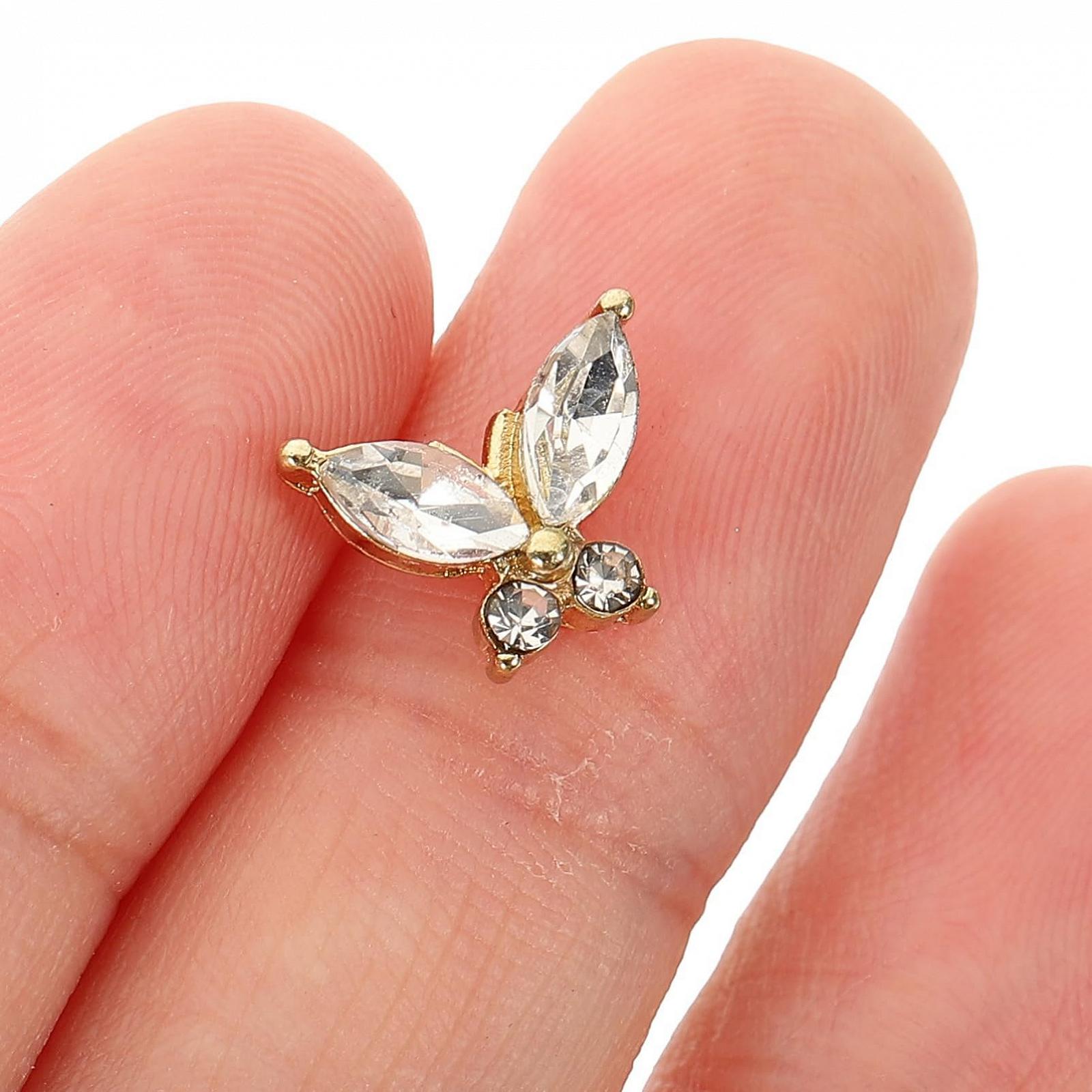 Украшения для ногтей в форме бабочки Ipetboom, искусственные ногти, клей, подвеска-бабочка, наборы блесток, золотистый, 20 шт, фото №4