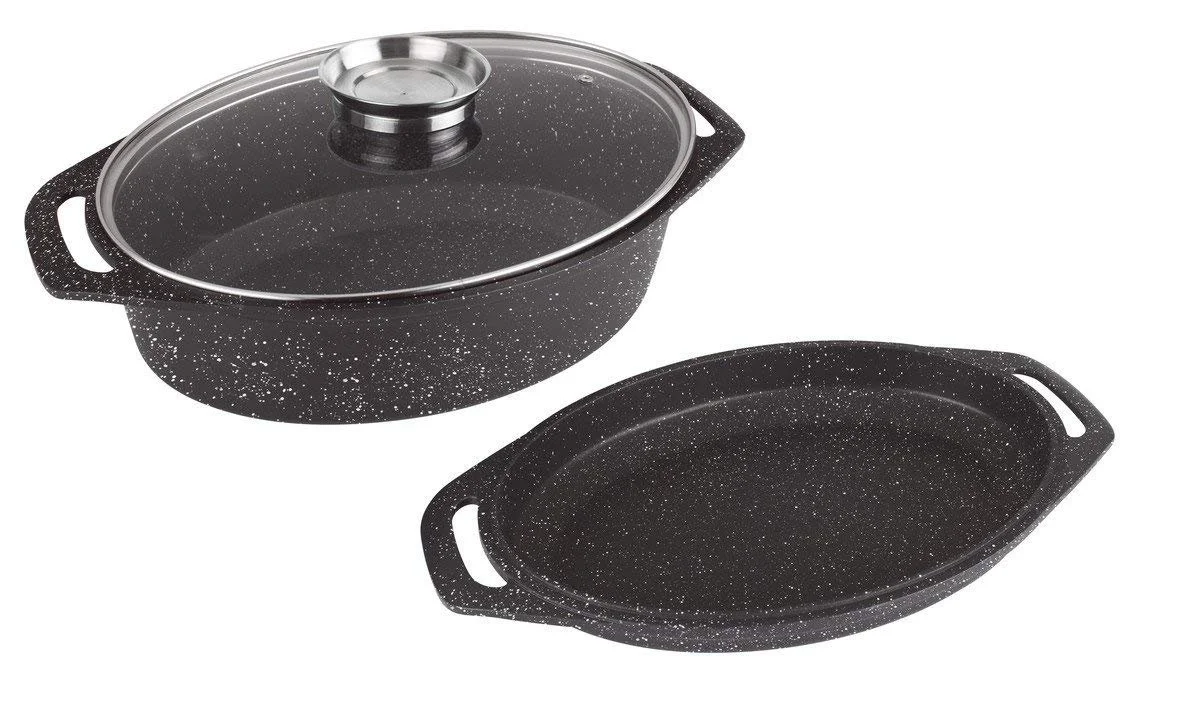 Сотейник Kamberg 0008037 Литой алюминий Эффект камня 33,5 см Черный, фото №1