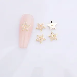 Подвески для ногтей Золотые, 20 шт., Модные украшения для ногтей, Жемчужная звезда для ногтей, Аксессуары для ногтей, Украшения для ногтей - Фото 1