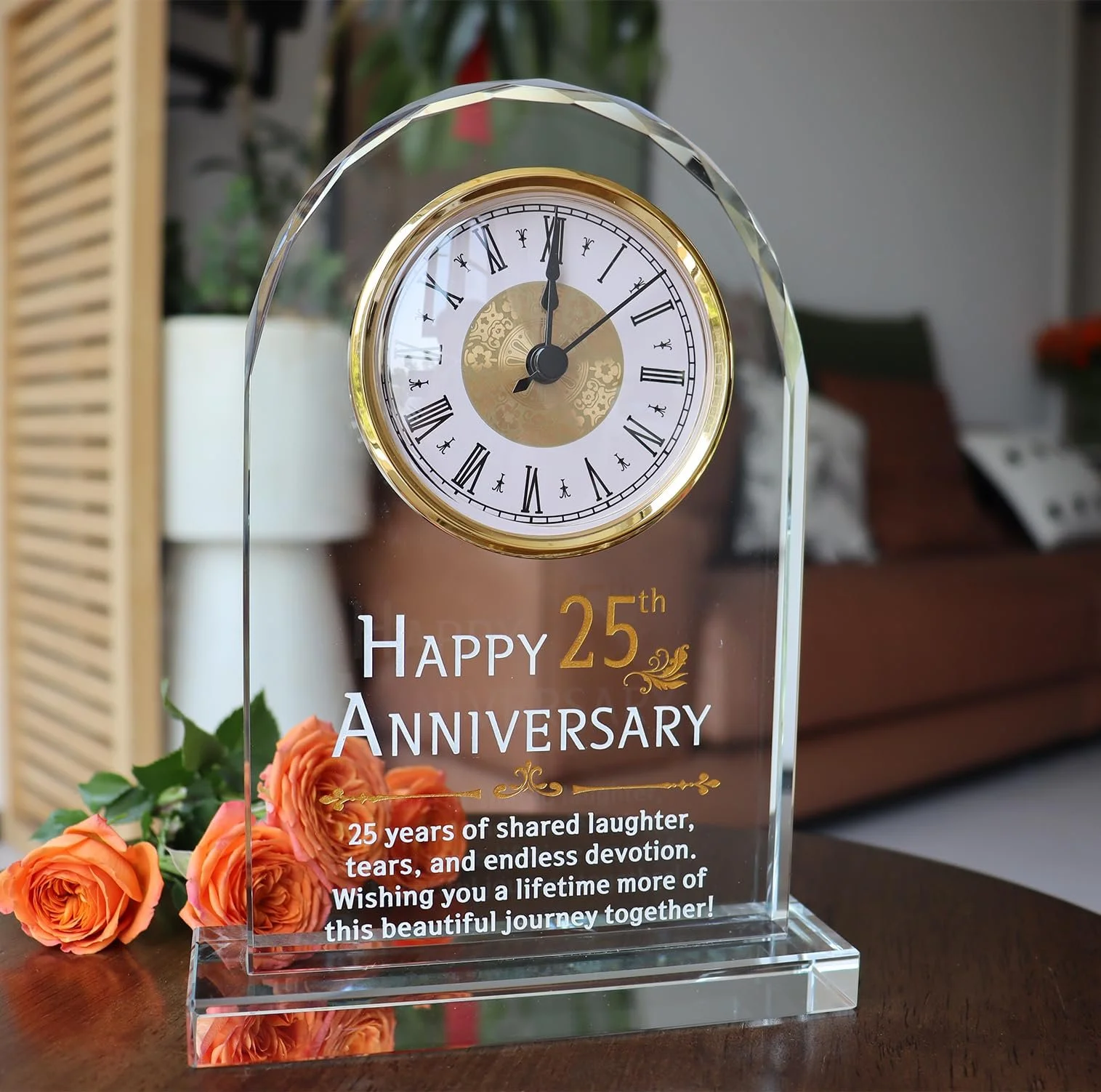 Настольные часы V".efa".".i 25th Anniversary Quartz Clock, 25 лет годовщины свадьбы, фото №2 Настольные часы V".efa".".i 25th Anniversary Quartz Clock, 25 лет годовщины свадьбы, фото №2