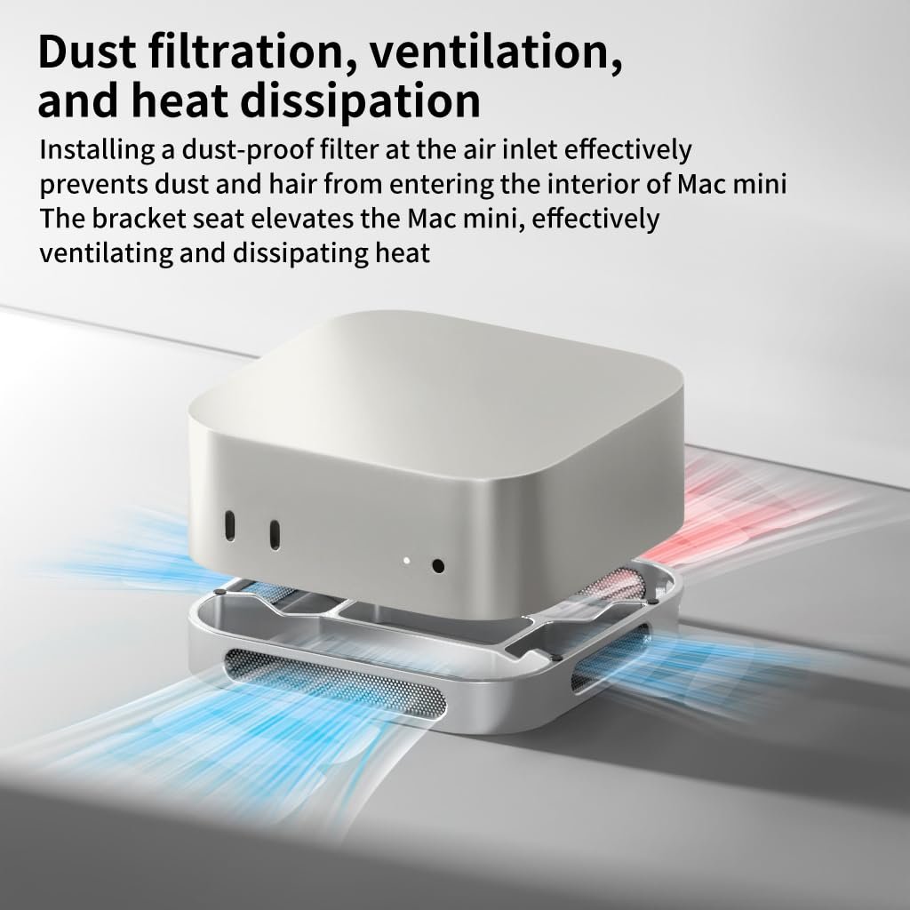 Настольная подставка для Mac Mini M4/M4 Pro 2024, алюминиевая охлаждающая подставка для Mac Mini, настольная подставка-радиатор, пылезащитное основание, фото №3 Настольная подставка для Mac Mini M4/M4 Pro 2024, алюминиевая охлаждающая подставка для Mac Mini, настольная подставка-радиатор, пылезащитное основание, фото №3