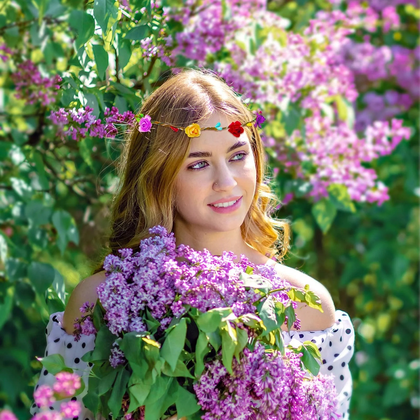 LED Вінок для волосся з квітами 12 штук, фото №4