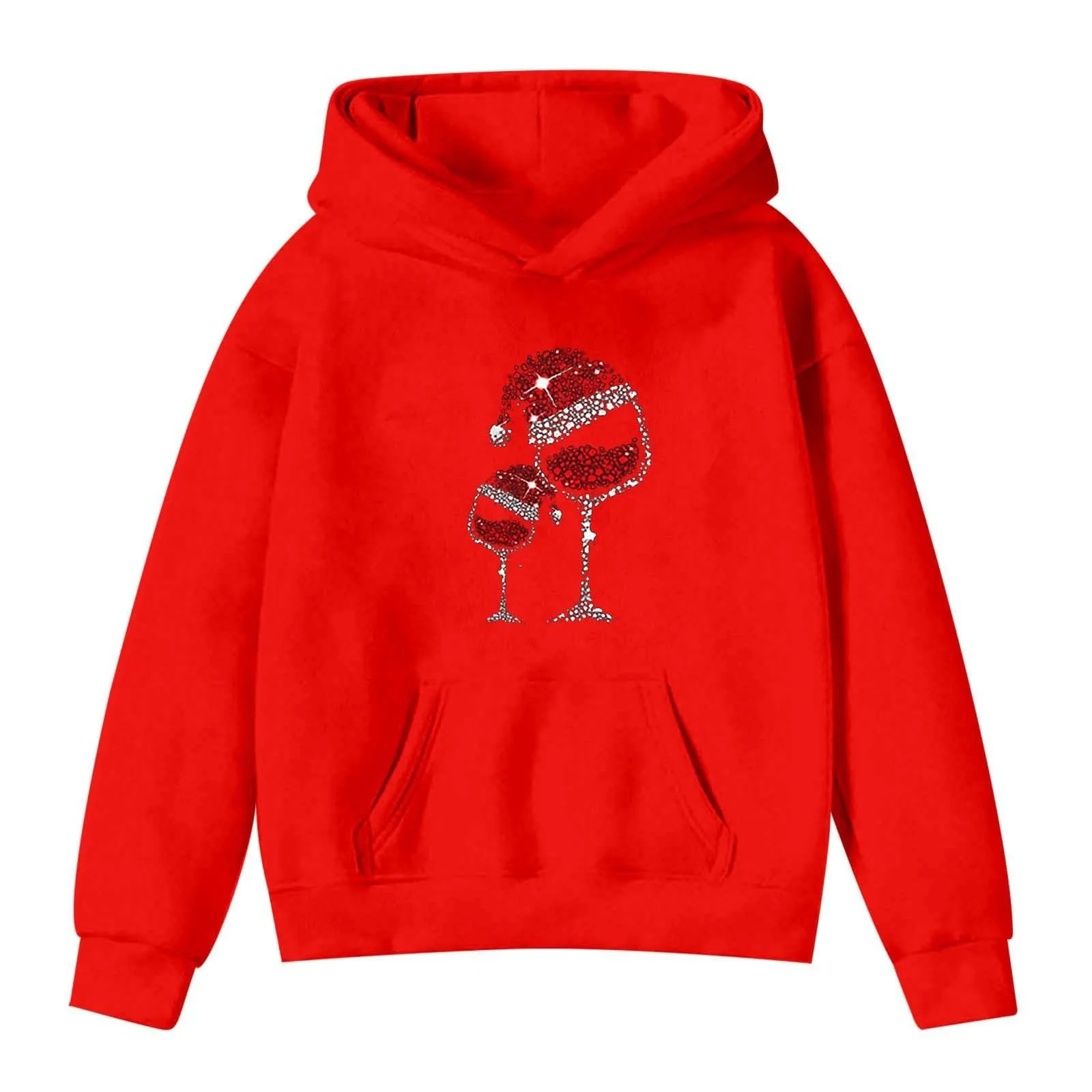 Худи для девочки с праздничным графическим принтом, мягкая флисовая повседневная верхняя одежда, праздничная одежда, размер 140, фото №1