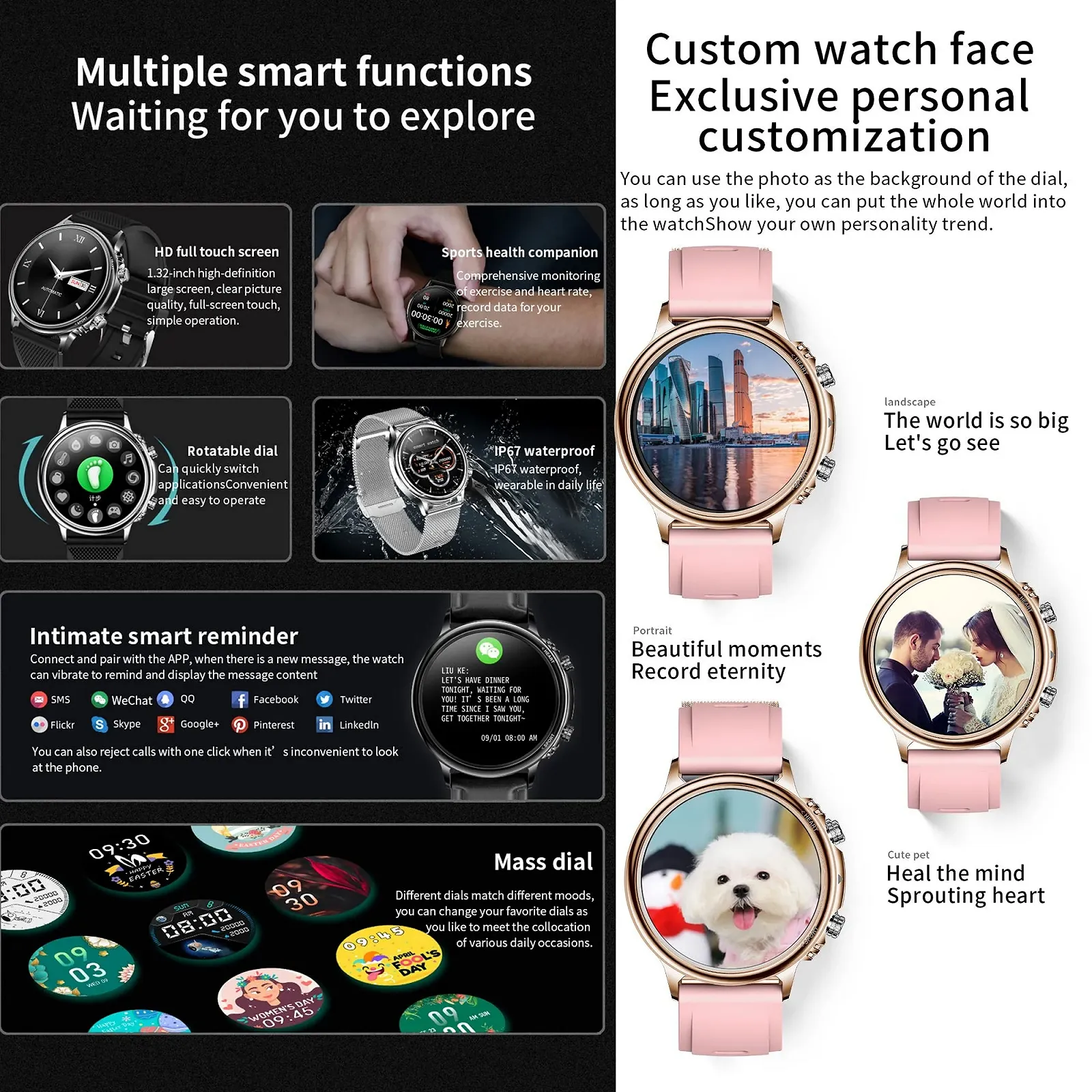 Смарт-часы ZPIMY для женщин и мужчин с функцией телефона, 1.32-дюймовый сенсорный экран, фитнес-трекер, IP68 водонепроницаемые, трекер активности, для Android и iOS (черный), фото №2 Смарт-часы ZPIMY для женщин и мужчин с функцией телефона, 1.32-дюймовый сенсорный экран, фитнес-трекер, IP68 водонепроницаемые, трекер активности, для Android и iOS (черный), фото №2