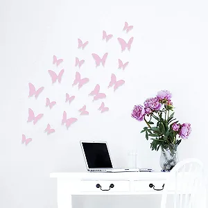 Наклейка на стіну Wandkings 3D-10918 3D Метелики 12 шт. Рожевий synthetic.ua - Фото 1