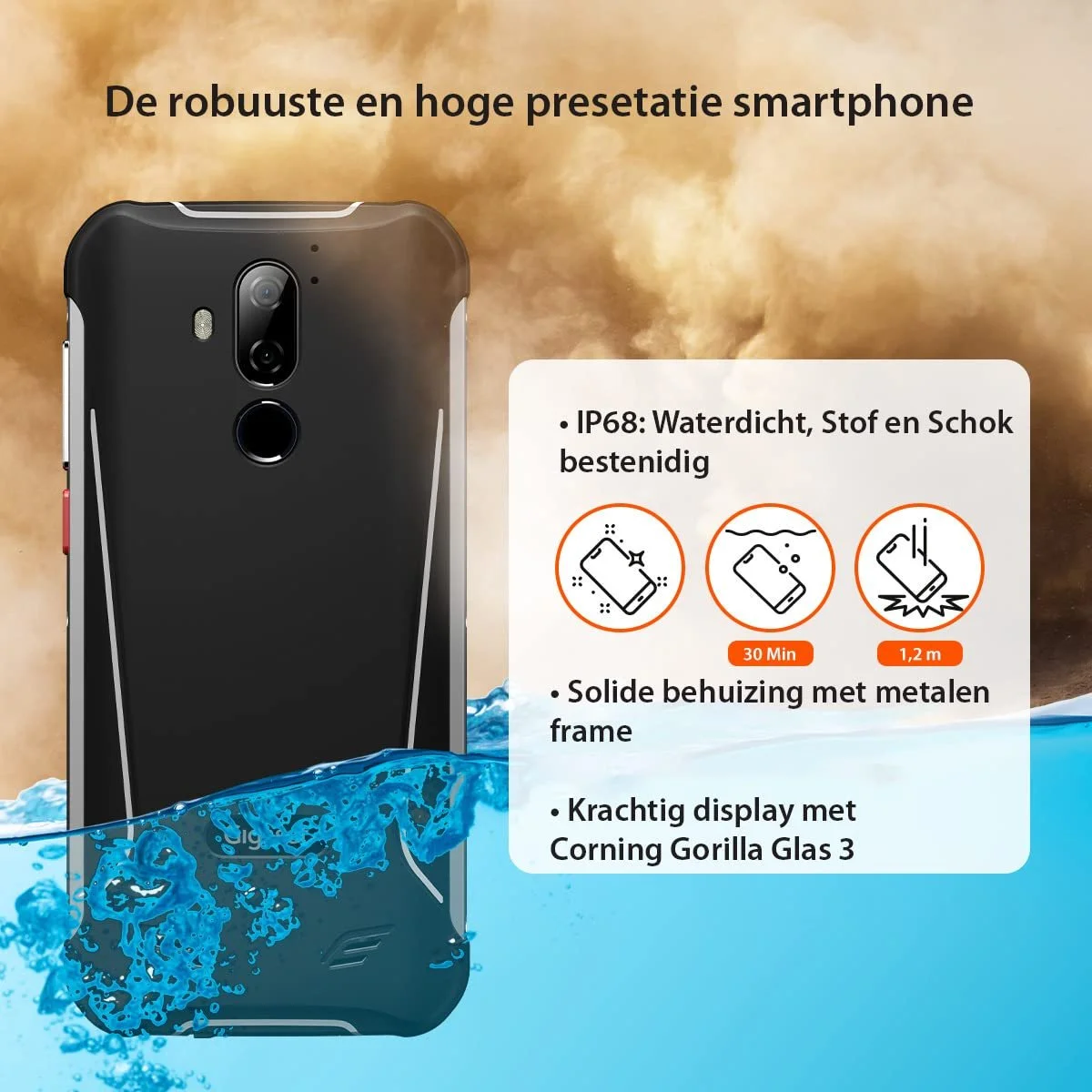 Смартфон Gigaset GX290 Plus Outdoor Waterproof IP68 Military Standard 810G Corning Gorilla Glass 3 6200 mAh 64GB + 4GB RAM Android 10 Black/Titanium Grey, фото №3