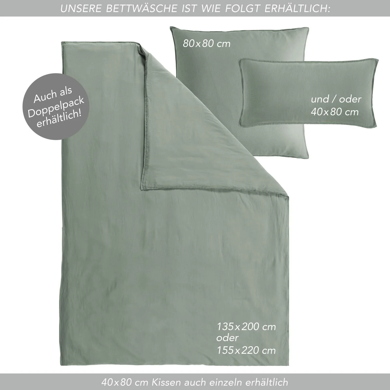 Постільна білизна Pure Label Напівльон Зелена 135 x 200 см + 40 x 80 см Не потребує прасування Бельгійський льон Бавовна, фото №8