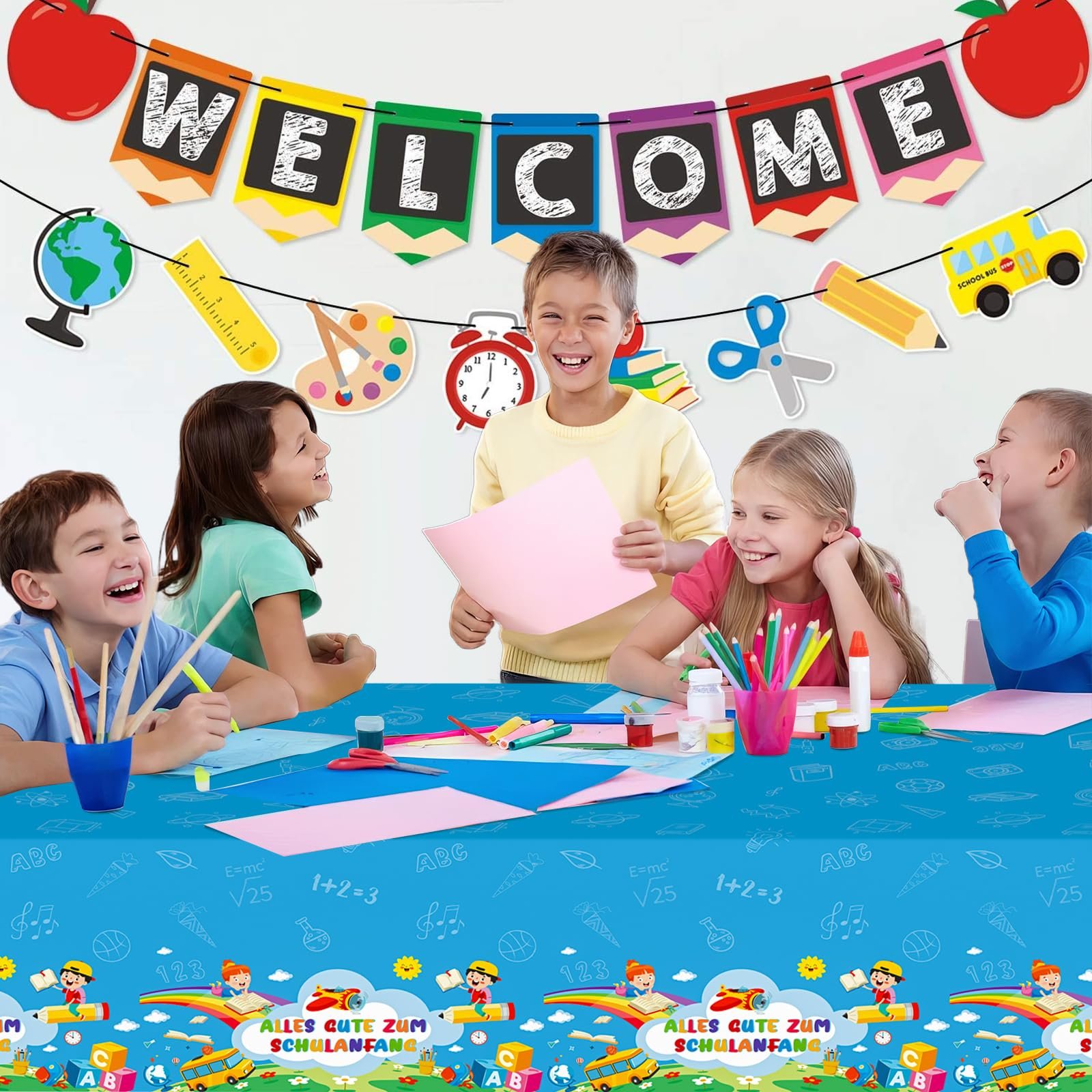 Скатертина Alles Gute Zum Schulanfang Набір 2 шт. Синя 137 x 274 см, фото №5