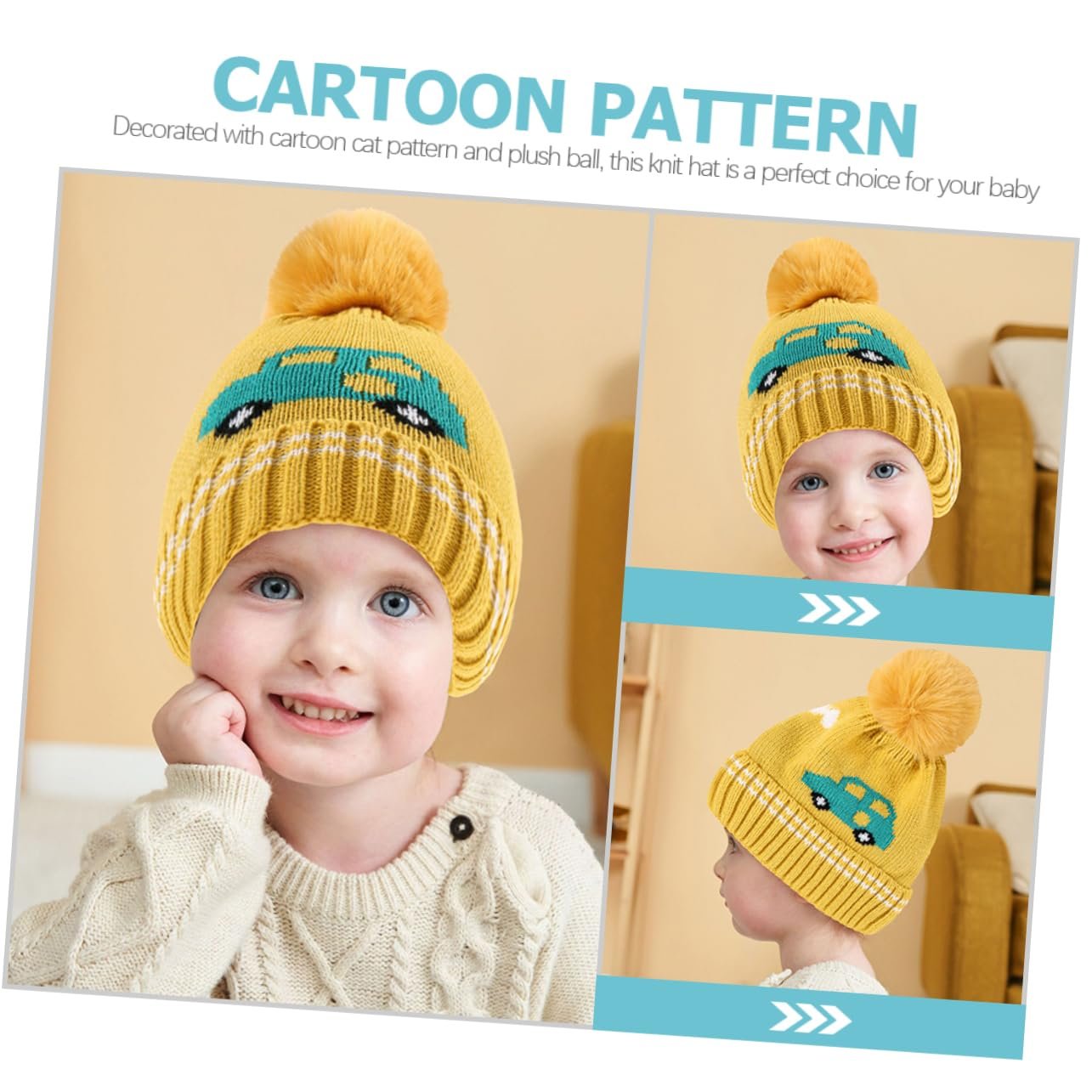 В'язана шапка OATIPHO Мультяшна З помпоном, фото №3 В'язана шапка OATIPHO Мультяшна З помпоном, фото №3