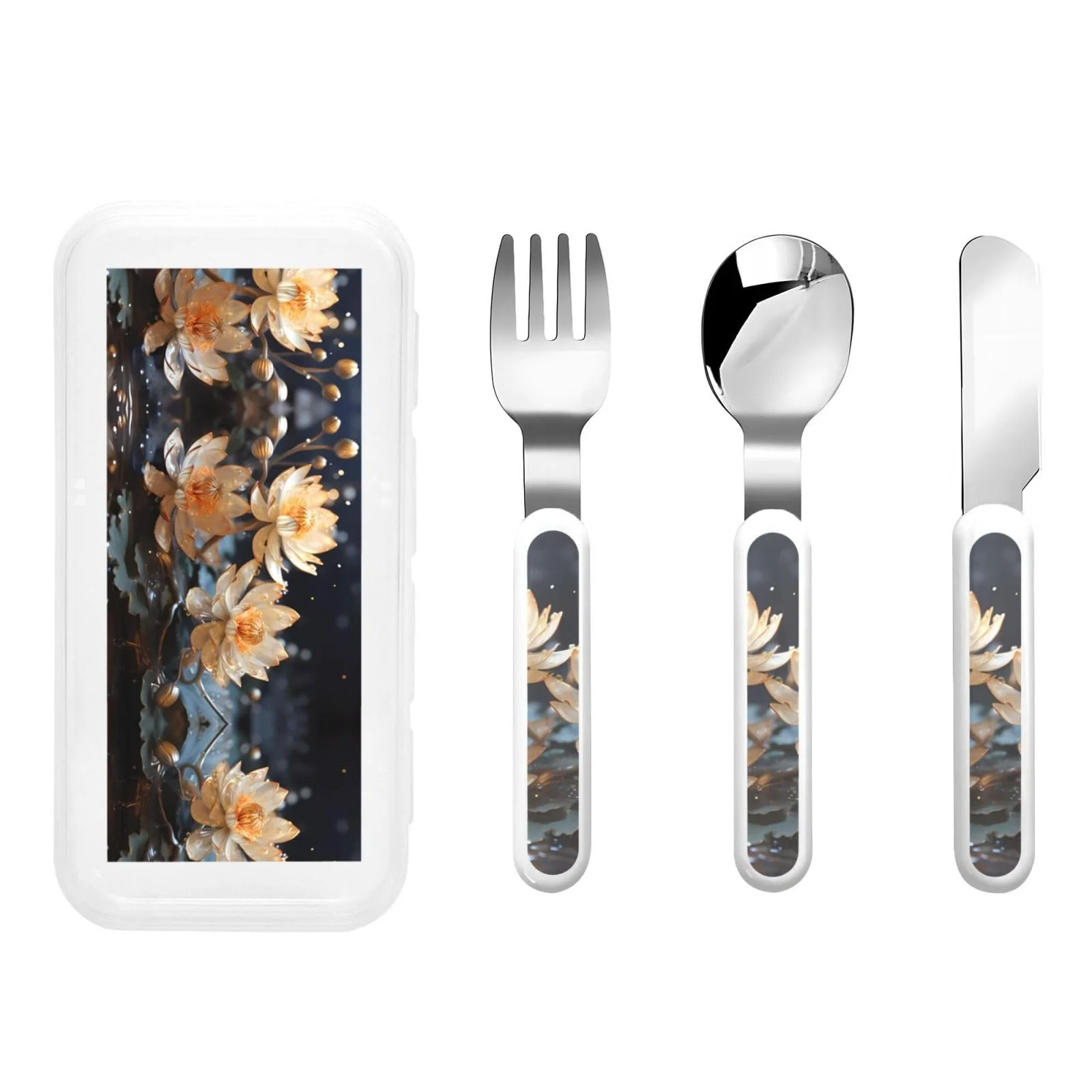 Дитячий набір столових приборів Bohemian White Lotus 3 предмети Багатофункціональний, фото №1 Дитячий набір столових приборів Bohemian White Lotus 3 предмети Багатофункціональний, фото №1