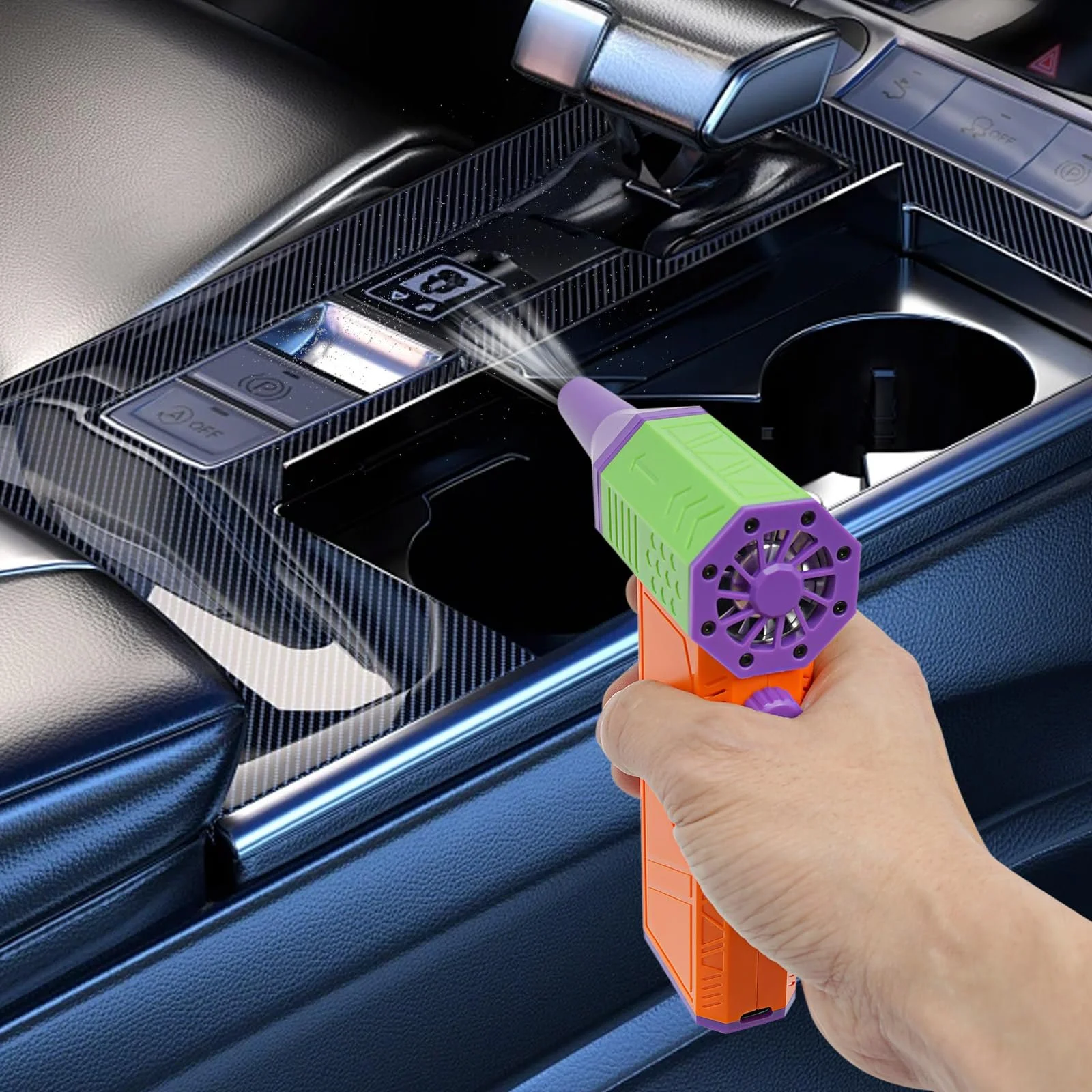 Електрична повітродувка 130,000 RPM Пурпуровий + Помаранчевий + Зелений Mini Air Duster Portable, фото №3 Електрична повітродувка 130,000 RPM Пурпуровий + Помаранчевий + Зелений Mini Air Duster Portable, фото №3