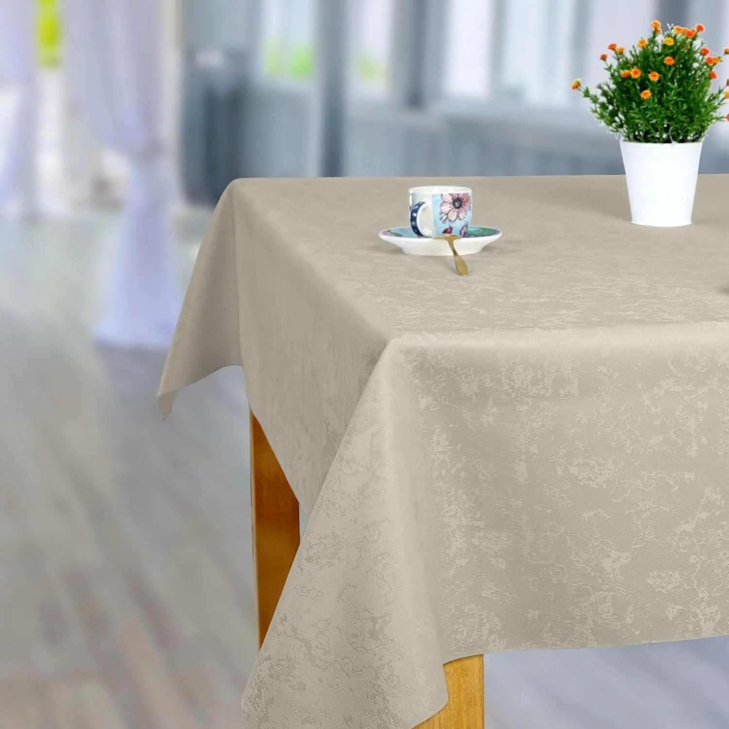 Скатертина U4 Marble 5297 120 x 240 см мармуровий принт двостороння поліестер Сірий, фото №1