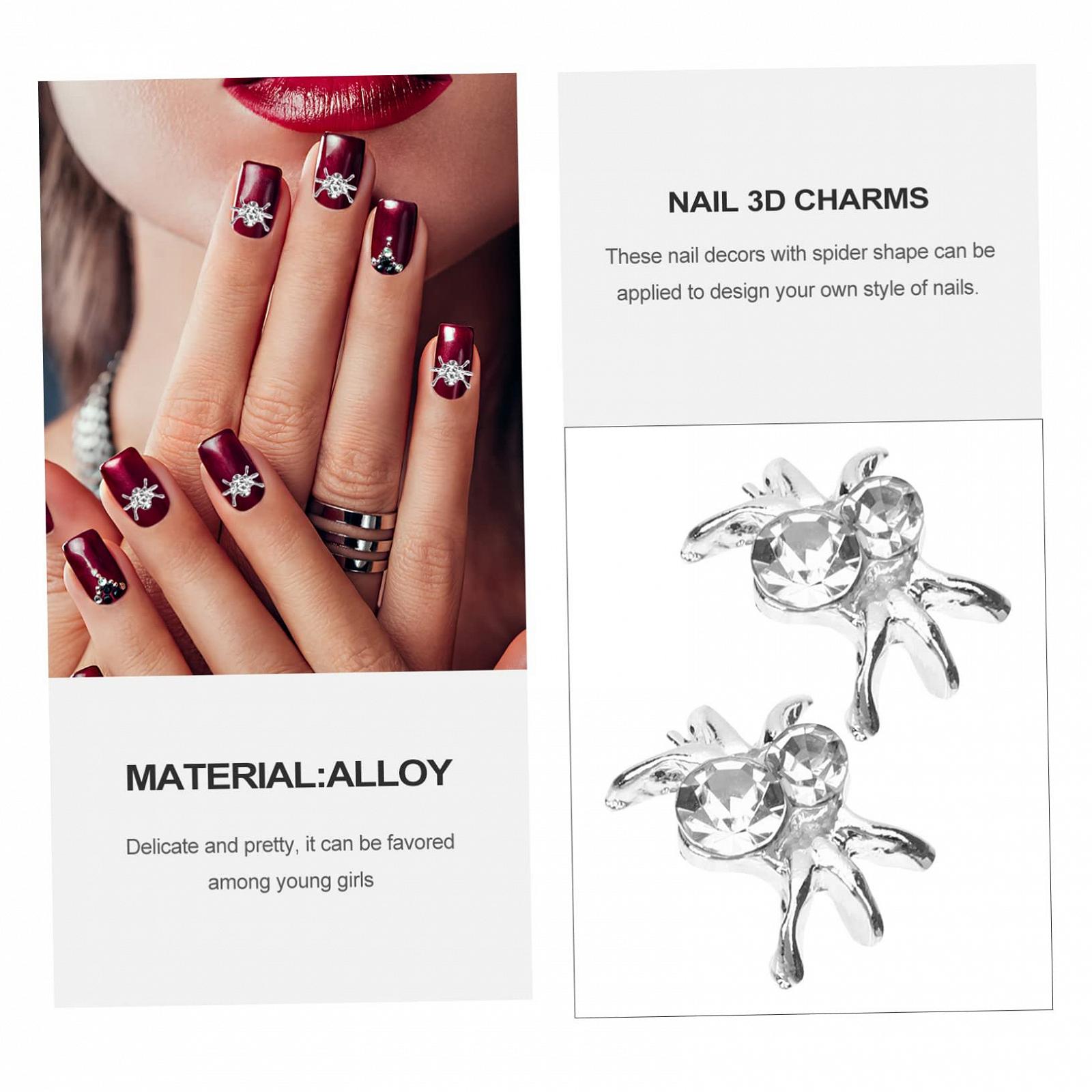 Украшение для маникюра Паук, 30 шт, серебряные бусины, фото №9